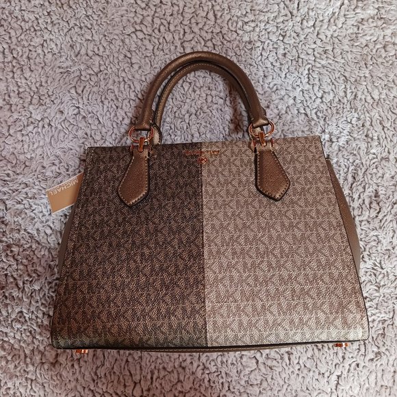 NWT Michael Kors The Marilyn Satchel Metallic Gold Satchel - Picture 2 of 8